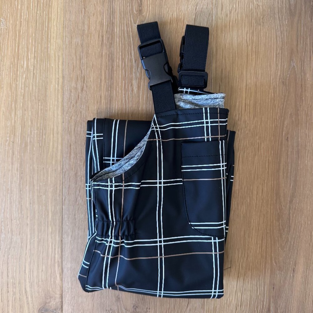 Miles The Label Rain Overalls 2Y • Black & White Plaid • Kids waterproof Outdoor - Picture 9 of 16